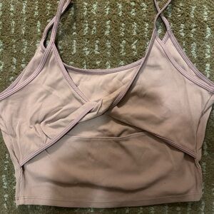 Athleta Ribbed Mauve Twist-Front or Back Sports Bra